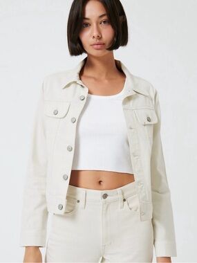 Aritzia Sunday Best Ollie Boyfriend Denim Jacket in Sandstone Sz.M Relaxed Fit